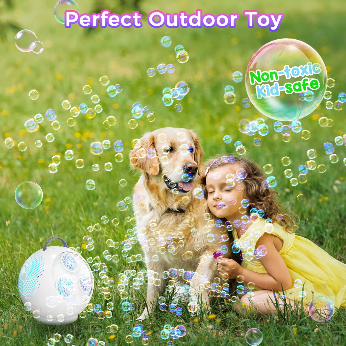 Bubble Machine Automatic Spherical Bubble Blower For Kids Rechargeable Portable Led Rgb Lights Bubble Maker Auto Rotating 45/360