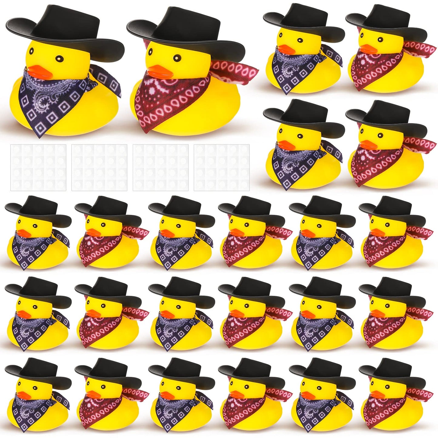 Set Of 24 Cowboy Rubber Duck With Hat And Scarf, Mini Rubber Duckies Bath Party Toys Bathtub Toys Shower Birthday Swimming Party