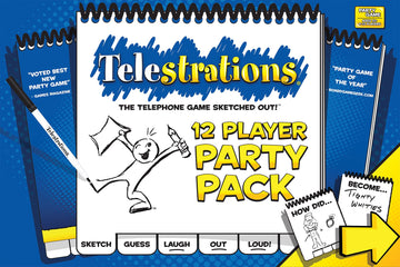 USAopoly Telestrations Party Pack 12 Player | 600 New Phrases to Sketch | Board Game | A Fun Family Game for Kids and Adults | F