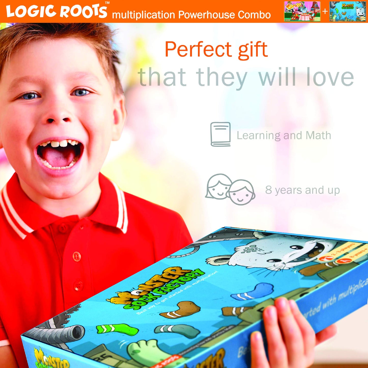 Logic Roots 2 Math Multiplication Games For Kids | Learn Times Tables The Fun Way With Say Cheese Café And Monster Sock Factory | Educational Games For Kids 8-12 Year Olds
