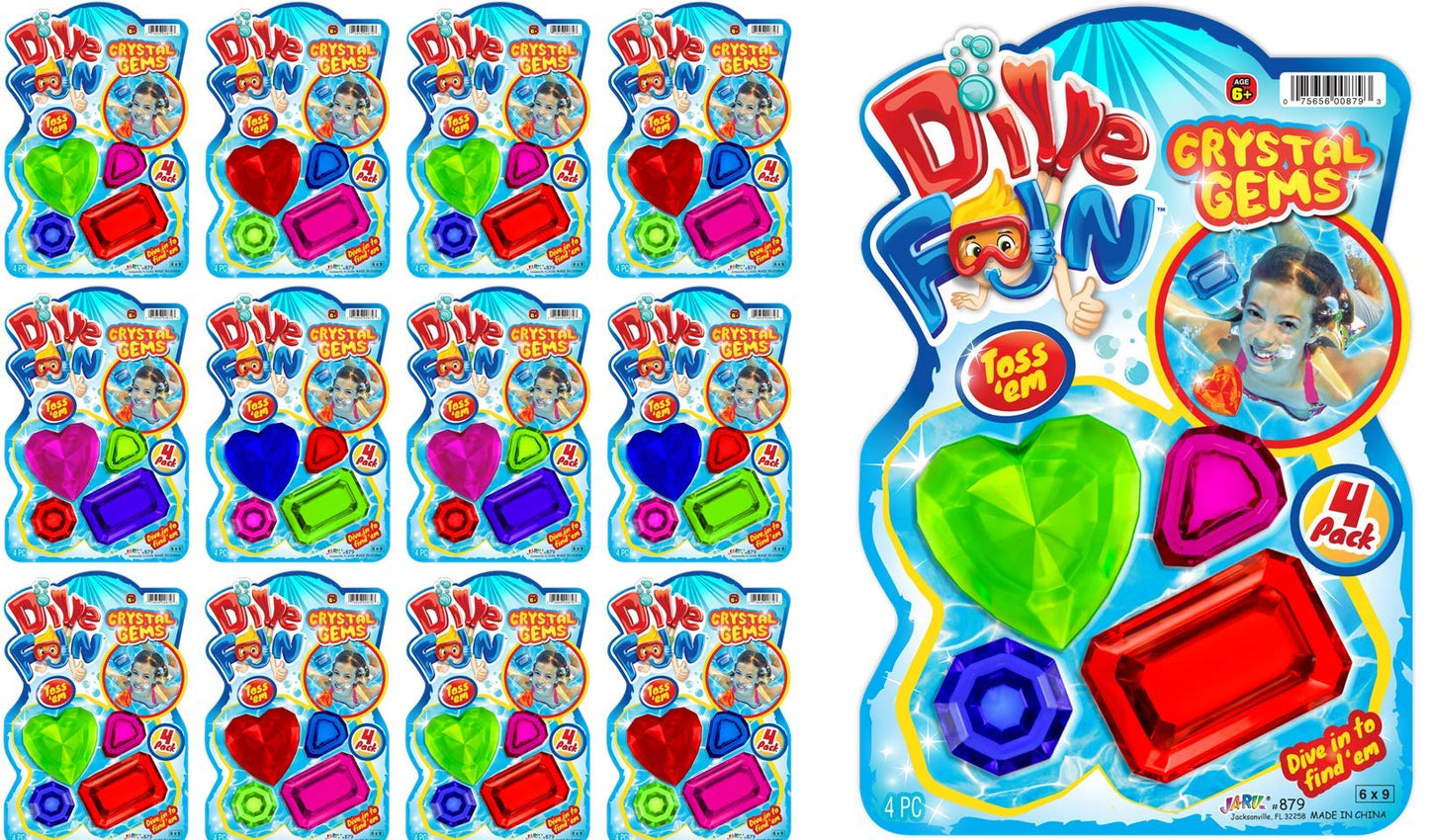 Ja-Ru Dive Fun Jewels & Gems Underwater Diving Toys (12 Pack, 48 Gems) Sinking & Floating Pool Toys For Boys & Girls. Kids Swimm