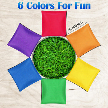 Shappy 24 Pcs Bean Bags for Tossing Cornhole Game 6 x 6 Corn Hole Bean Bags Tossing Game for Family Party tossing(Bright Colors Classic)