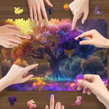 Qiuenisray Wooden Puzzles for mature-themeds Tree of Life Jigsaw Puzzles 200pcs 8.3x12in Medium Unique Shape mature-themed Puzzles Irregular Wood Puzzles Creative for mature-themeds Family Game