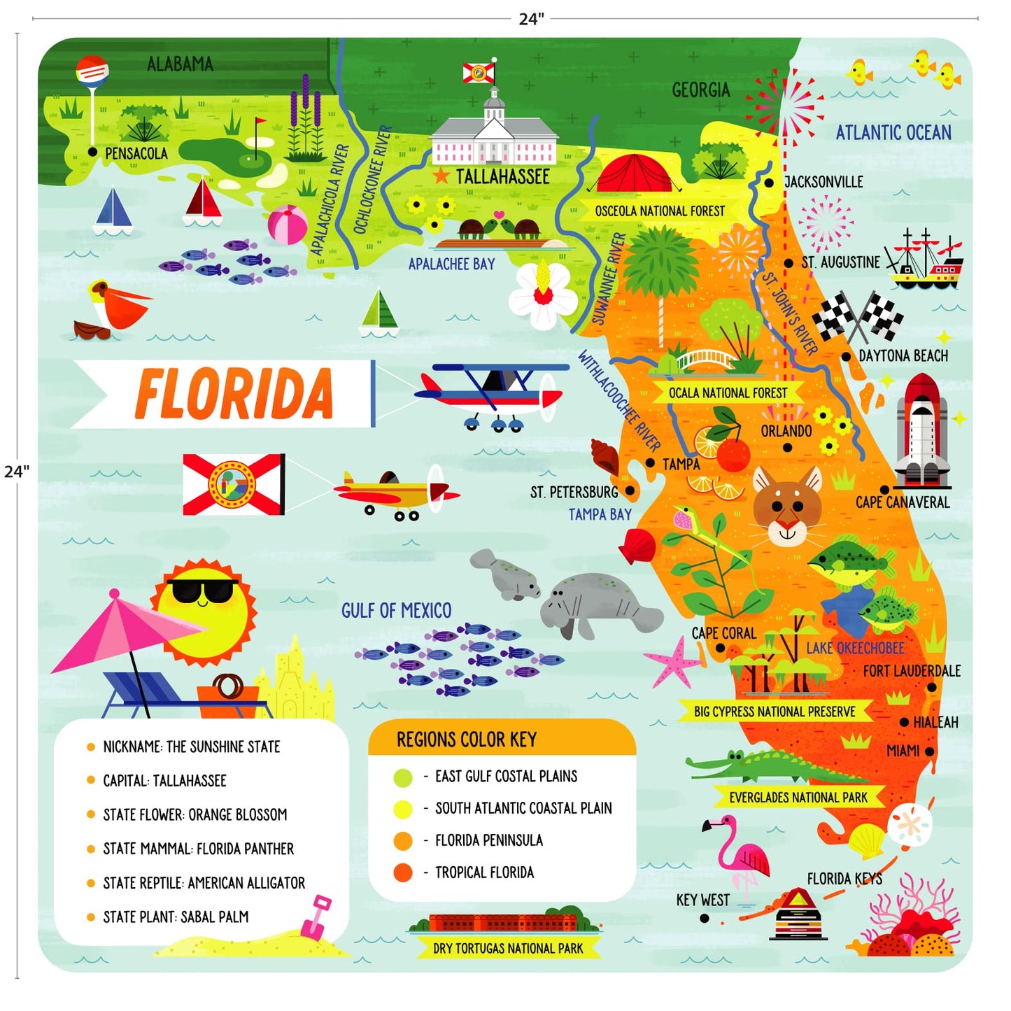 Little Buffalo - Learning & Education - State Puzzle: Florida For Kids Ages 4 And Up