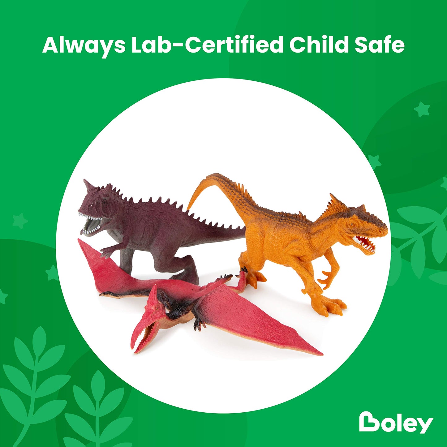 Boley 14-Pack Dinosaur Toys For Kids With Educational Booklet - 9' Realistic Dino Figures For Boys & Girls Ages 3+ - Includes T-Rex, Raptor, Stegosaurus, Triceratops, And More