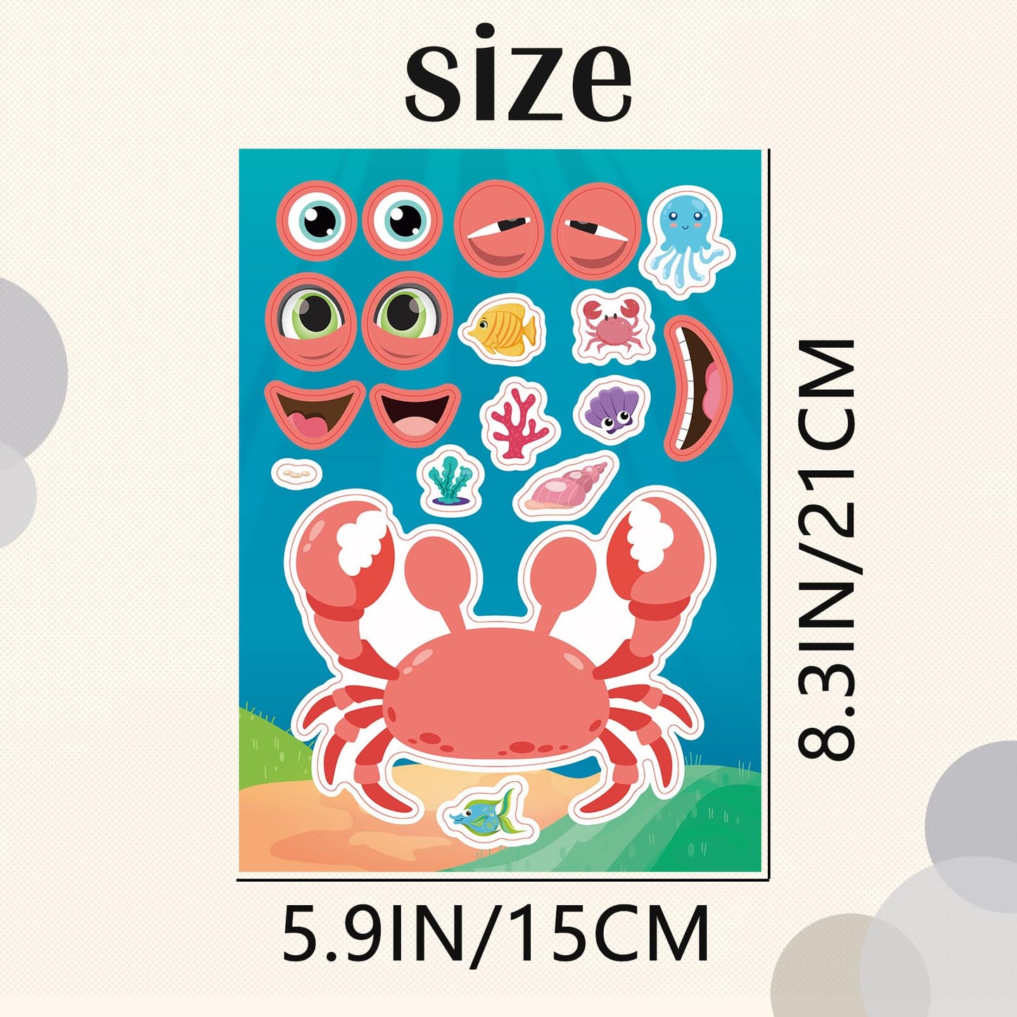 24 Sheets Sea Animals Make A Face Sticker Sheets For Kids Todders Activities, Make Your Own Stickers For Kids Birthday Party Fav