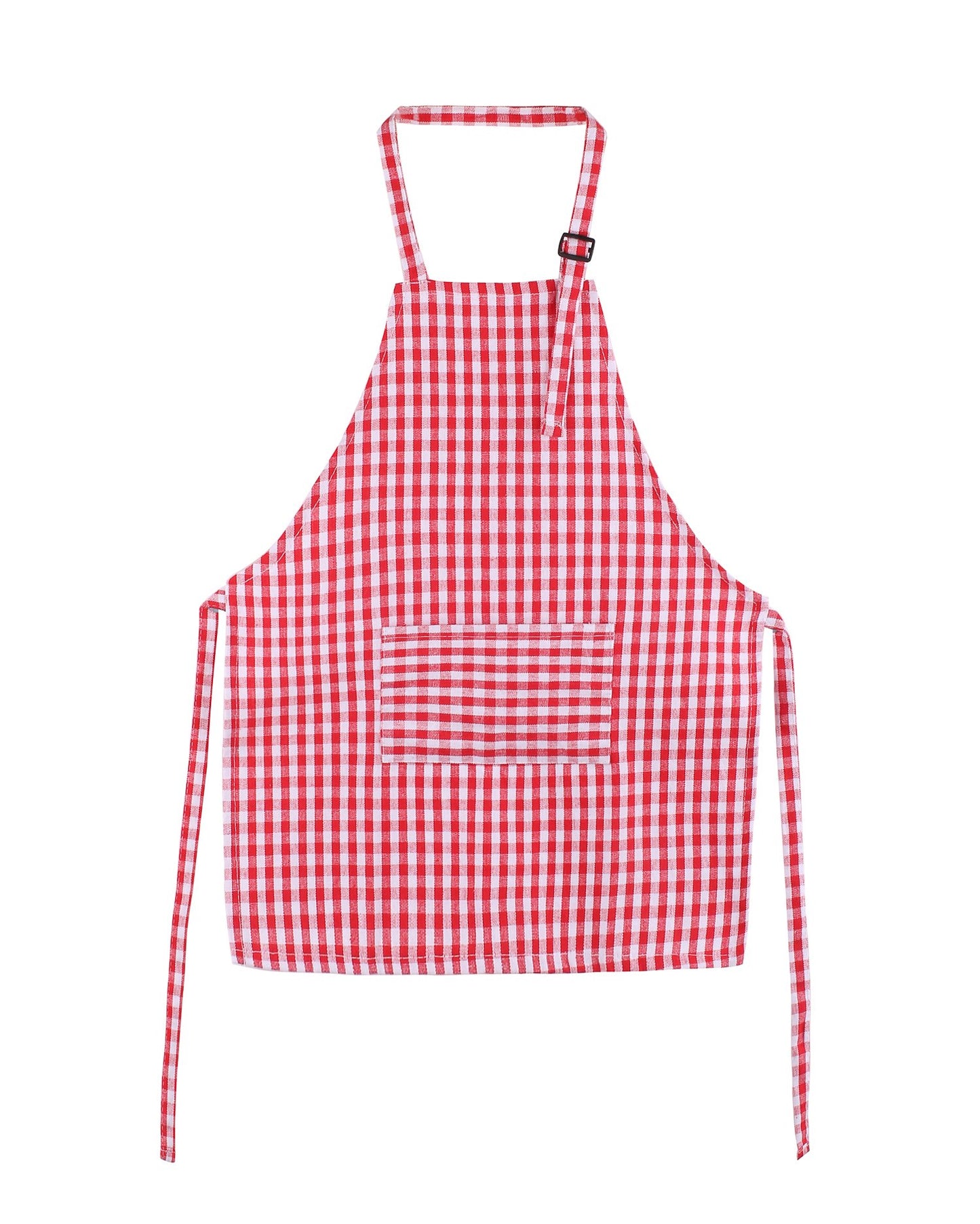 Jennice House Kids Aprons, Children'S Artists Aprons Pure Cotton Gingham Aprons With Pocket And Adjustable Neck Strap, Painting Apron, Baby Chef Apron Party Aprons (Red, S)