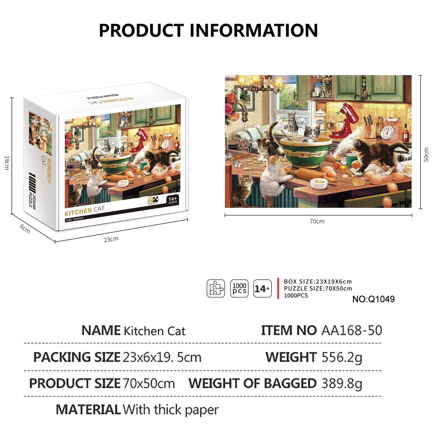 Rajrned Puzzles For Adults - Jigsaw Puzzles 1000 Pieces - Kitchen Cats