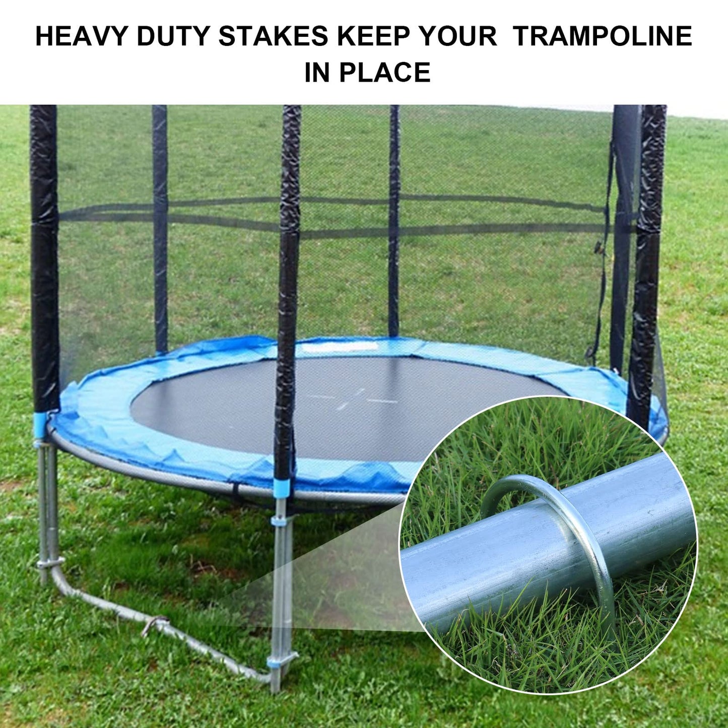 Trampolines Wind Stakes Heavy Duty U Type Sharp Ends Safety Ground Anchor Galvanized Steel For Soccer Goals, Camping Tents And H
