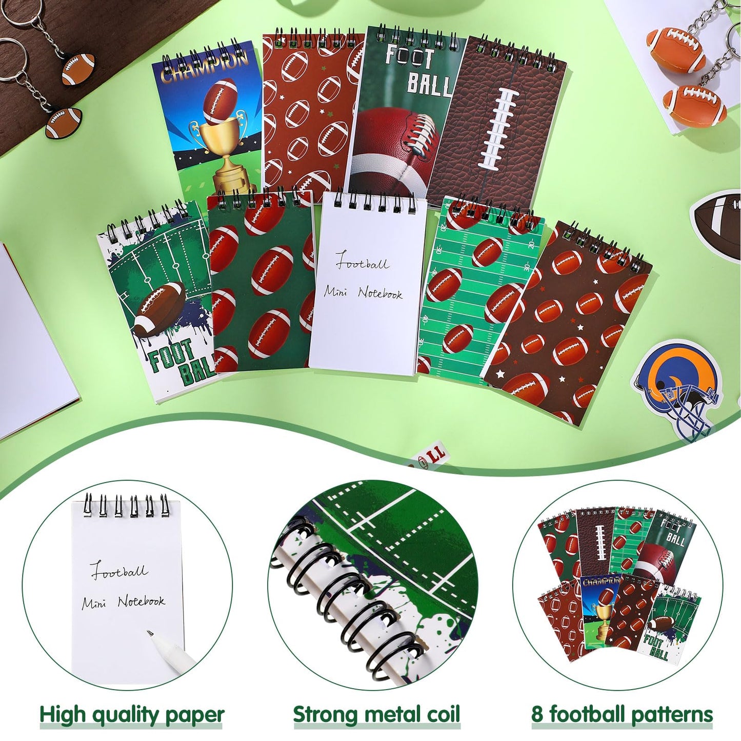 Faccito 32 Pcs Mini Notepads Sports Basketball Baseball Football Soccer Party Favors Goodie Bag Stuffers Notepads Spiral Mini No