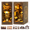 Book Nook Kit for mature-themed - THRIVINGIVAN DIY Miniature Model Build Dollhouse Kit 3D Wooden Puzzle with Sensor Led Light for Bookshelf Bookend Insert Decor mature-themeds Teen Crafts
