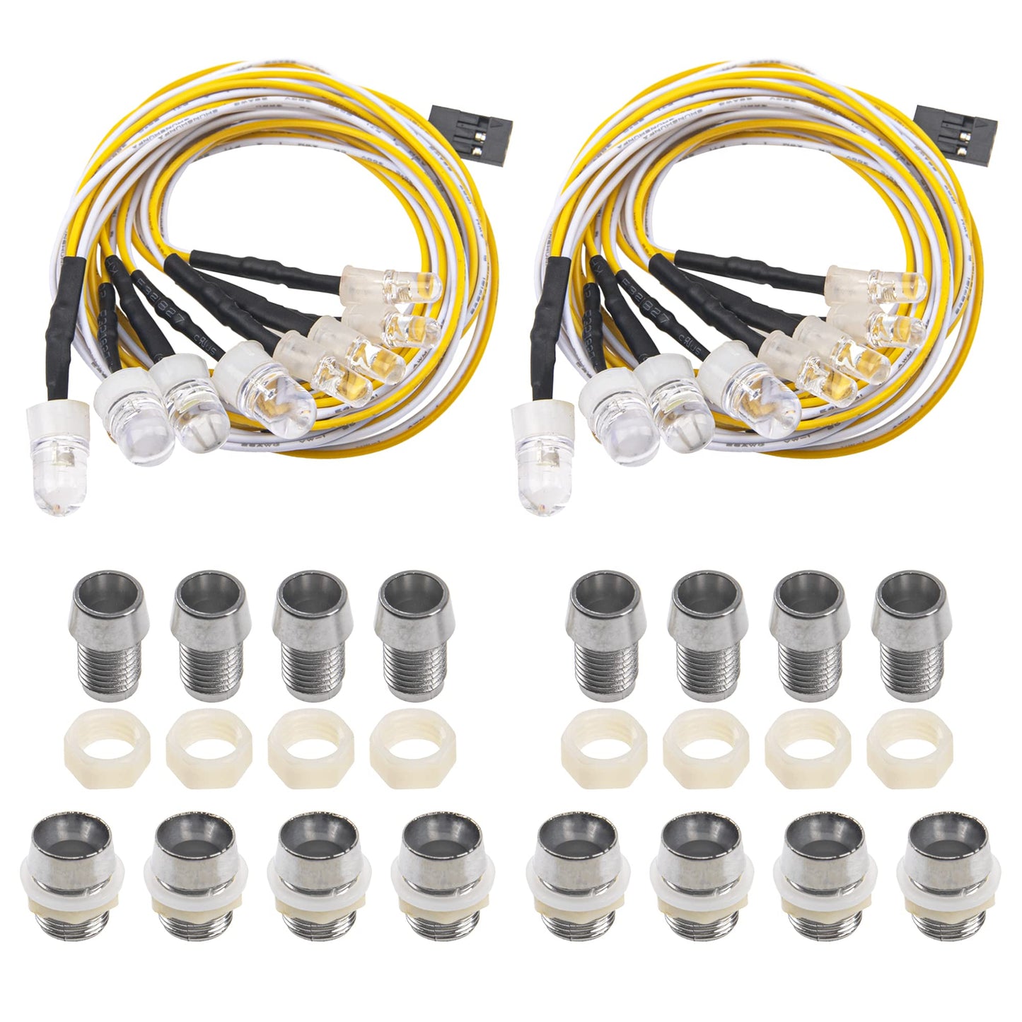 2Pack 8LED 8mm 2Red,8mm 2White & 5mm 4Yellow RC Car LED Light Headlights Taillight Lighting with JR Y Cable Compatible with Trax