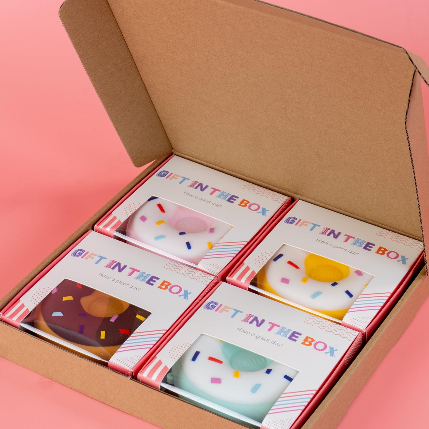CONTRACONTACT Donut Girl Purse Party Set of 4, Kids Toys Crossbody Gift Sets in Four Colors for Girls Age 3+, Doughnut Toy Bags