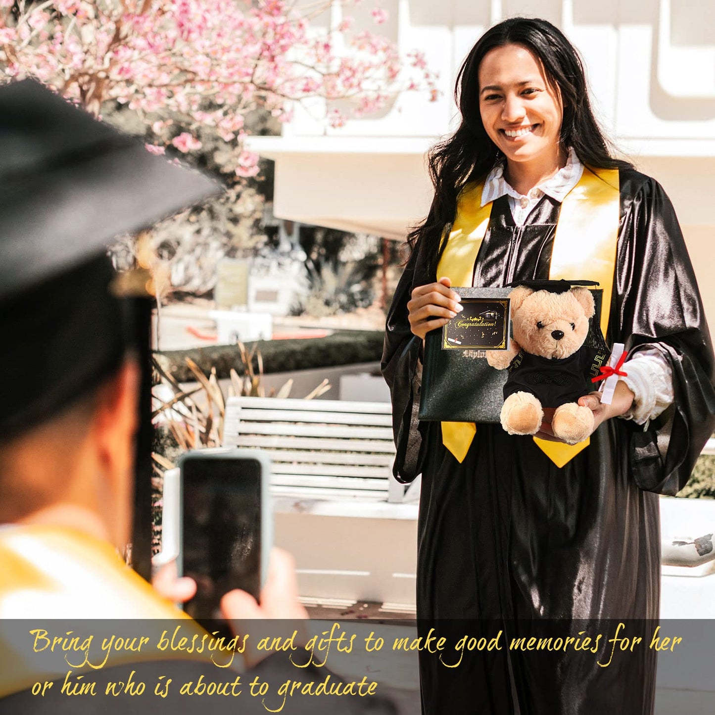 Zjoey Bear With Graduation Cap Toys Class Of 2025 Plush Stuffed Teddy Bear Animal Dog Cap And Gown With Greeting Card And Bag Fo