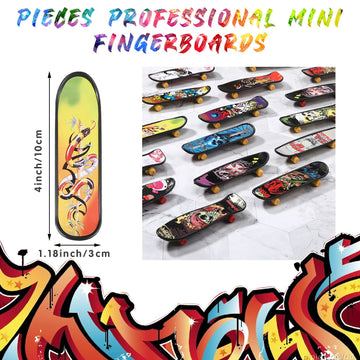 36 Pieces Mini Finger Skateboard Toy Skateboard Finger Boards with Double Sided Pattern Creative Fingertip Movement Novelty Toys Party Favors Decorations Supplies for Teens and mature-themeds (Retro Style)