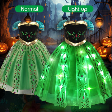 Acecharming Light Up Princess Dress Up Clothes for Girls 2-8 Years - LED Toddler Anna Costume Princess Dress with Accessories fo