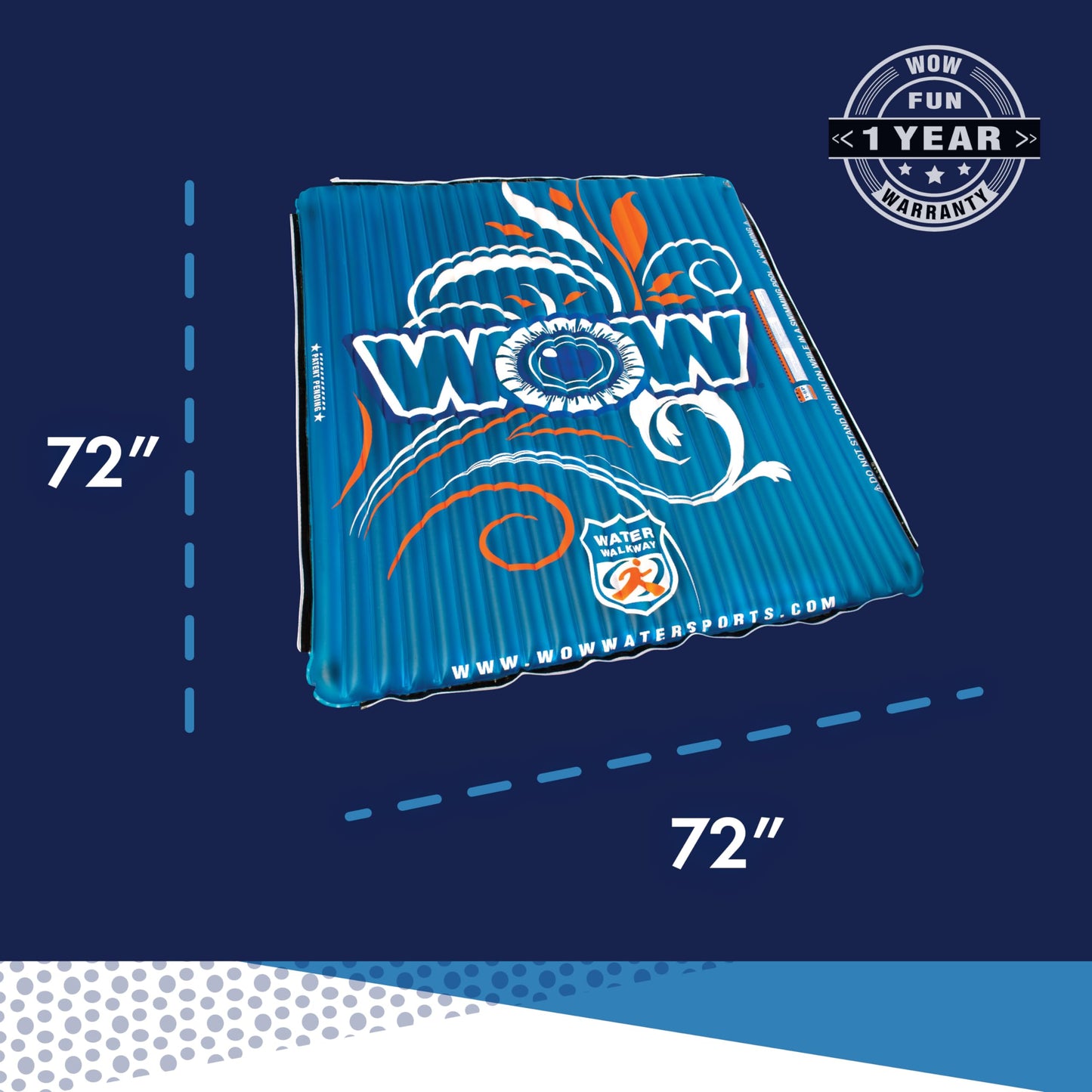 Wow Sports World Of Watersports Water Walkway 6 X 6 Feet Blue Inflatable Walkway, 14-2080