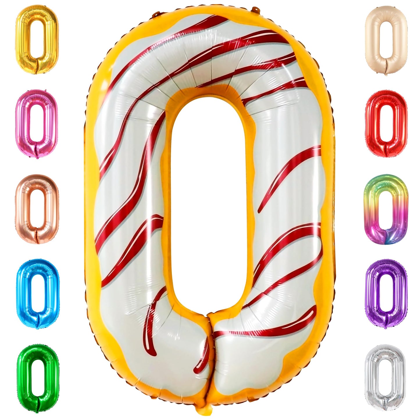 Katchon, Donut Balloon Number 0-40 Inch | Donut 0 Balloon Number For Donut Party Decorations | Donut 0 Balloon For Sweet Theme Party Supplies | Donut Birthday Balloons, 0 Digit Balloon, Zero Balloon