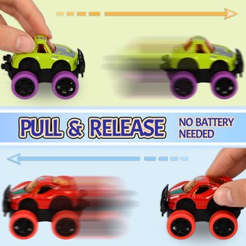 Neureyte Mini Monster Truck Set - 16 Pack Die-cast Pull Back Alloy Cars for Kids, Model A11-12, Perfect for Party Favors