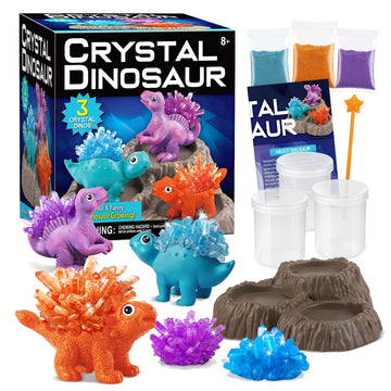 Xxtoys Crystal Growing Kit For Kids - 3 Vibrant Colored Dinosaurs To Grow - Science Experiments For Kids - Crystal Science Kits