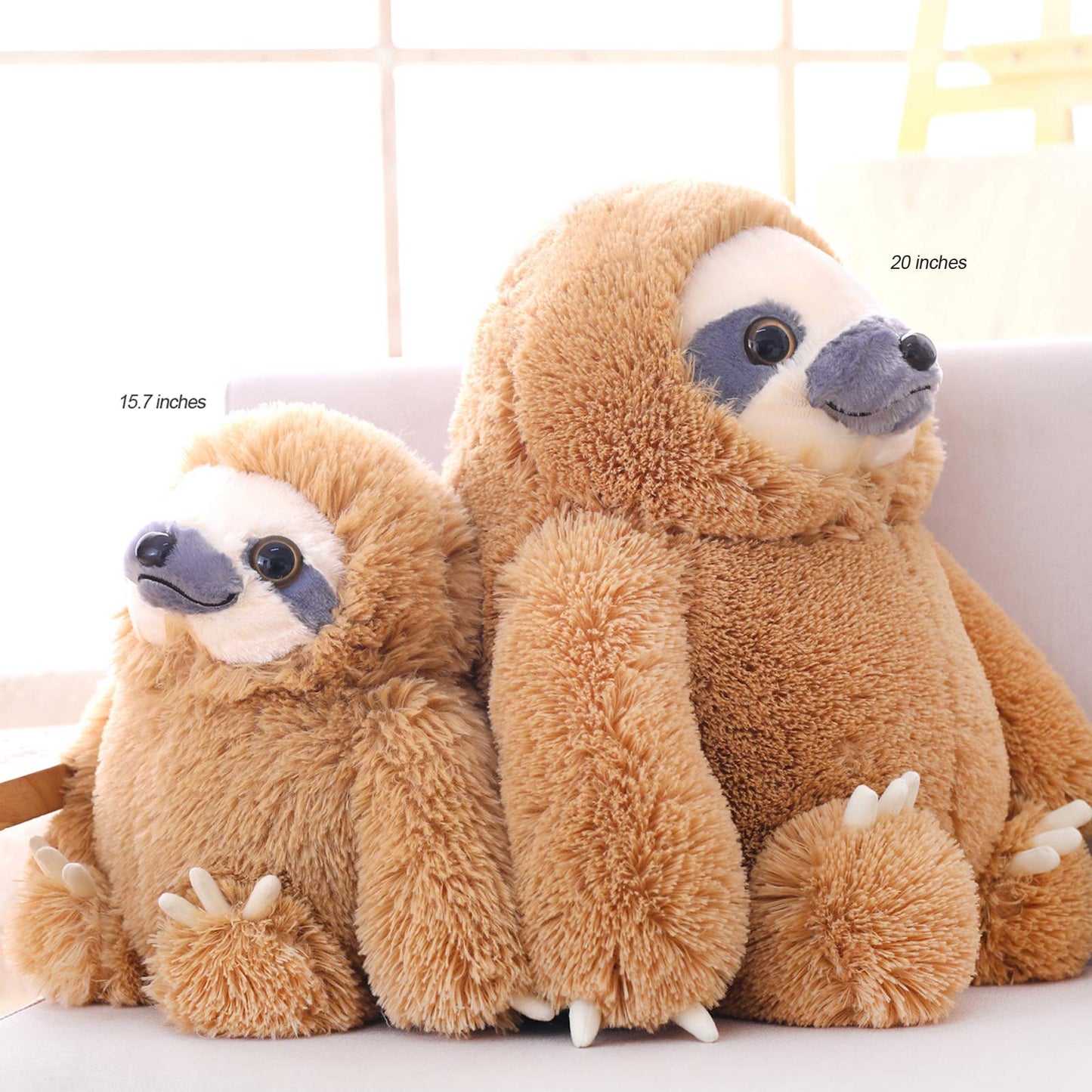 Winsterch Large Plush Sloth Stuffed Animal, 20" Brown Plush Toy, Soft and Cute Gift for Boys and Girls, Model 41168