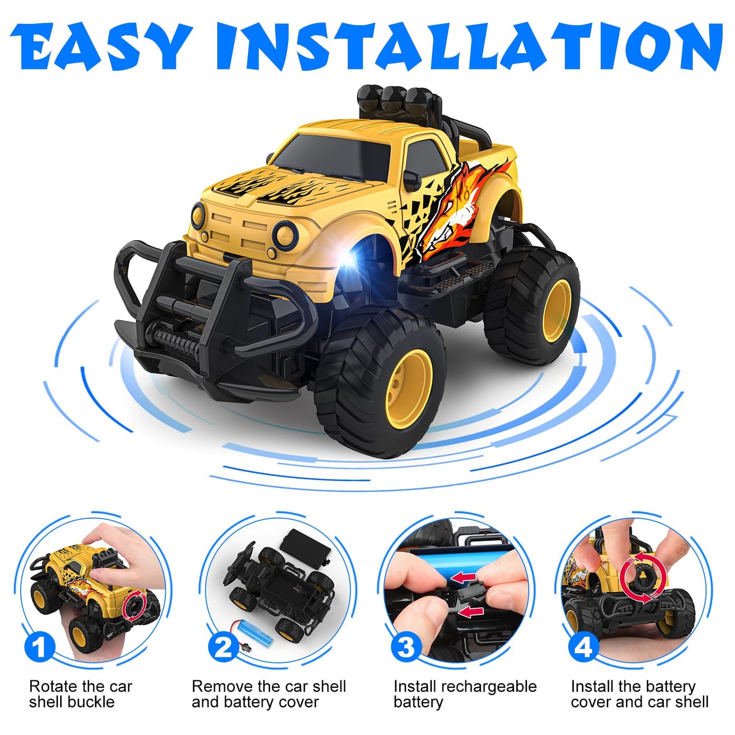 Mafbeanl Remote Control Car for Boys 4-7, 1:43 Scale Mini RC Car for Kids 3-5, Car Toys Truck Xmas Birthday Gifts for Toddlers 3