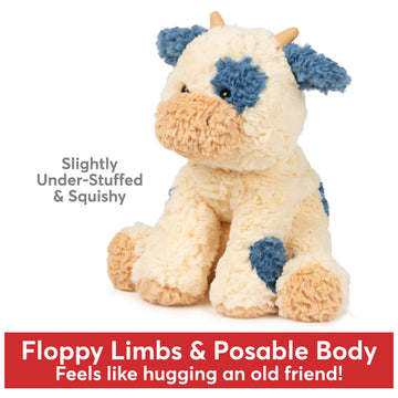 GUND Cozys Collection Cow Plush Toy, Cream/Blue, 10”, Stuffed Animal for Ages 1+, Perfect Spring Decor