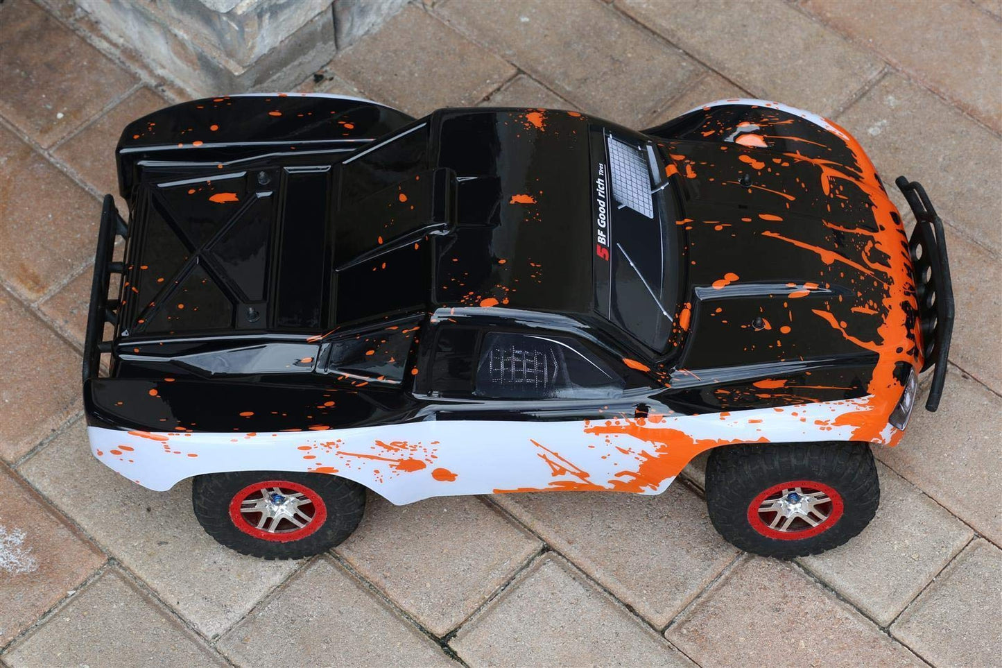 SummitLink Compatible Custom Body Muddy Orange Over White/Black Replacement for 1/10 Scale RC Car or Truck (Truck not included)