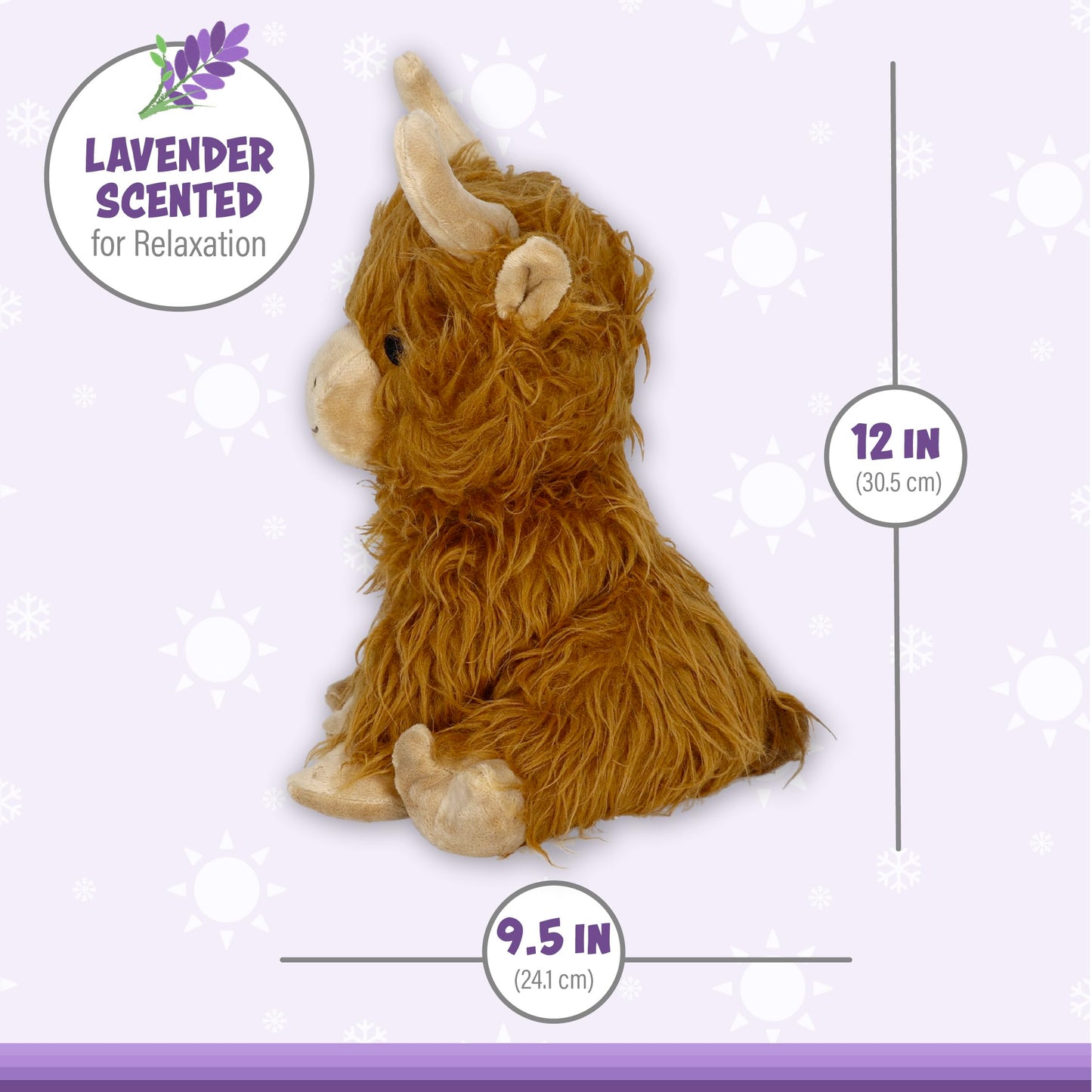 1I4 Group Warm Pals - Highland Cow - Cozy Lavender Scented Plush Toys - Stuffed Animal - Coolable Bedtime Comfort Plushie