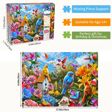 Jigsaw Puzzles For Adults 1000 Piece Puzzle For Adults 1000 Pieces Puzzle 1000 Pieces-Birds & Flowers(27.6'X 19.7')