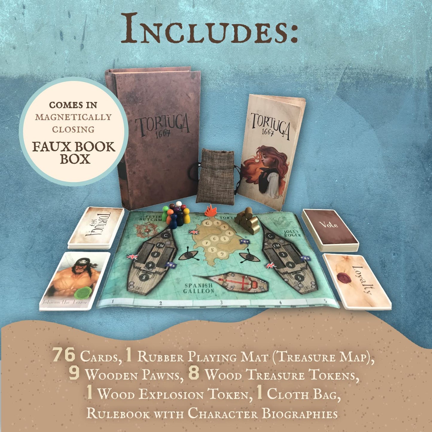 Facade Games Tortuga 1667 Board Game - Treasure Plunder, Strategy & Luck for 2-9 Players, Multicoloured Cardboard