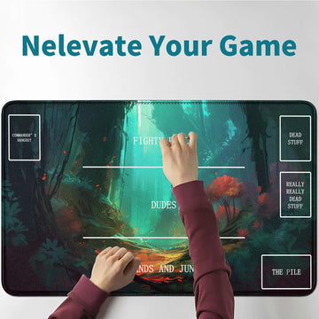 Rwutytiul Forest Card Playmat 24 X 14 Inch With Tube Bag, Card Gameplay Desk Mat With Zones For Commander Deck Mtg Rpg Ccg Tcg C