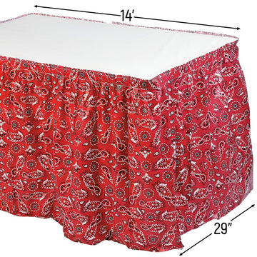 Fun Express Red Bandana Print Plastic Table Skirt - Party Supplies - 1 Piece