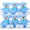 Morismos 6 Pack Teddy Bear Bulk, Soft Bulk Teddy Bear Stuffed Animals 14 Inch, Small Bear Plush For Baby Shower, Kids, Blue