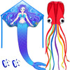 Honbo Large Mermaid Kite For Kids & Adults, Easy To Fly Delta Kite, Beginner Kite For Girls &Boys, Beginner Kite For Kids,Octopus Kite