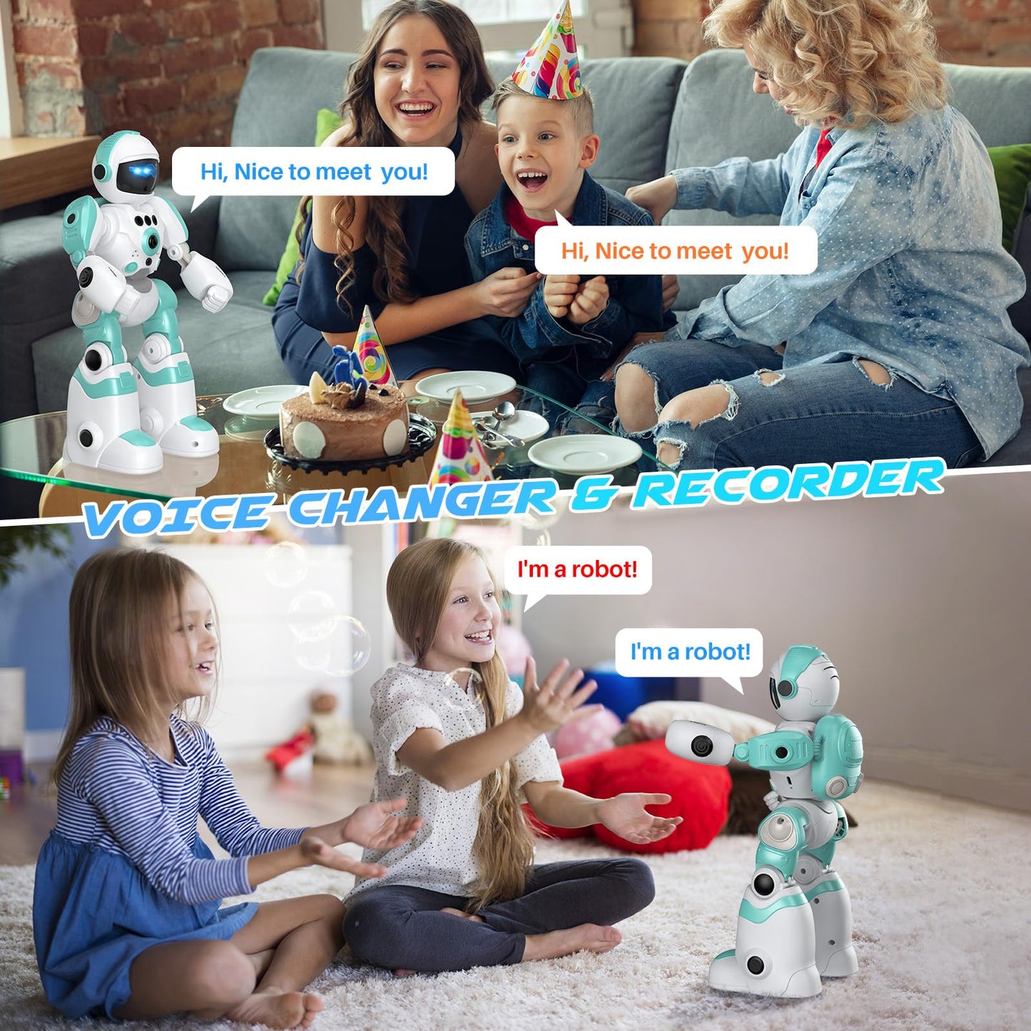 Simrex Kids Robot Toys, Remote Control Robot, Programmable Robot With Recorded Voice Music Dance Gesture Control, Gift For Toddler Boys And Girls