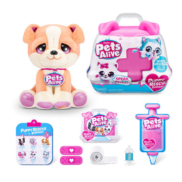 Pets Alive Puppy Rescue S3 Plush Toy, Bull Dog, Cotton, Model 9540G, Interactive Speak & Repeat, Ultra Soft Plushies