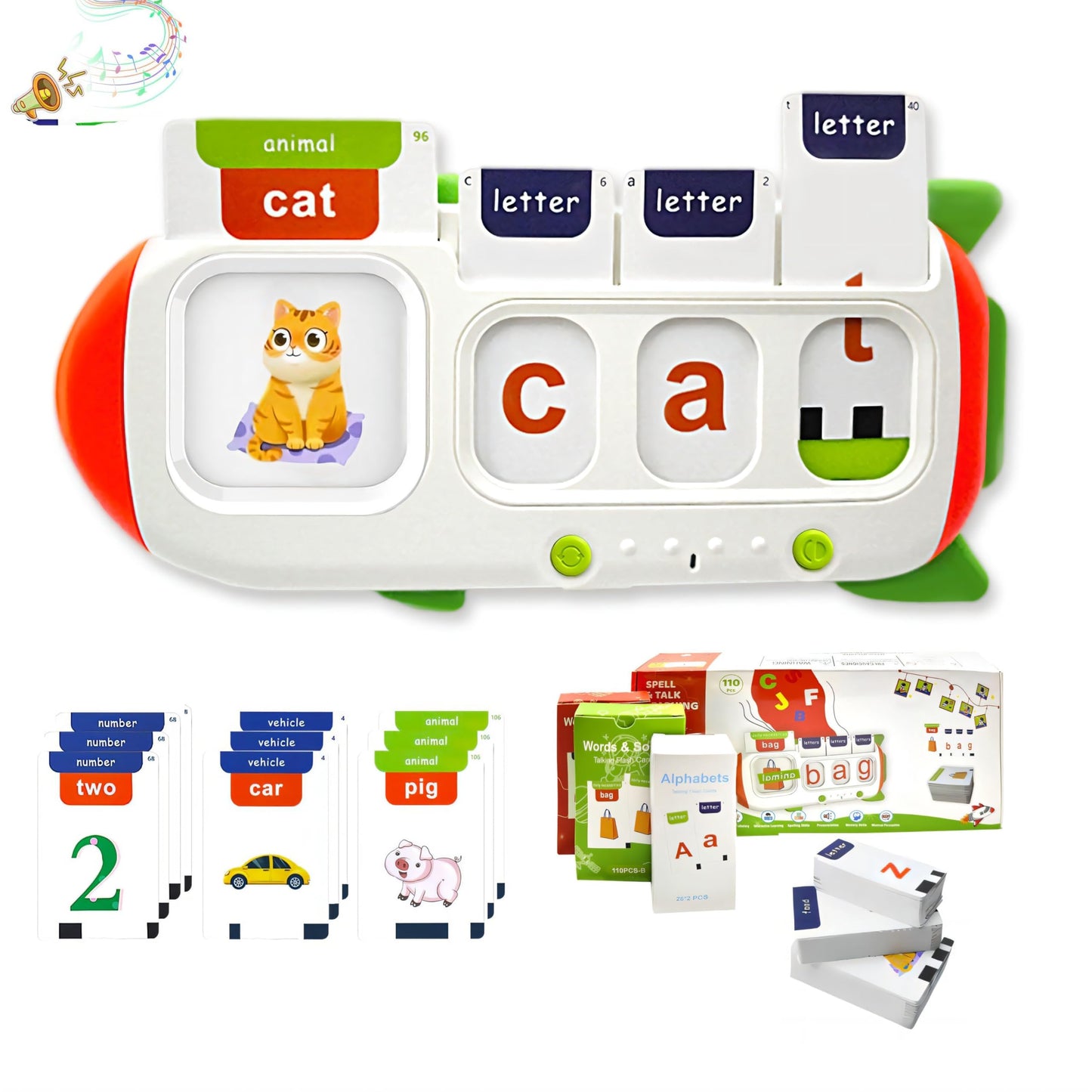 Hubfivy Talking Flash Cards For Toddlers 2 3 4 5 6 7 8,Sight Words Sensory Montessori Learning Toys With Autism,Cvc Word Spellin