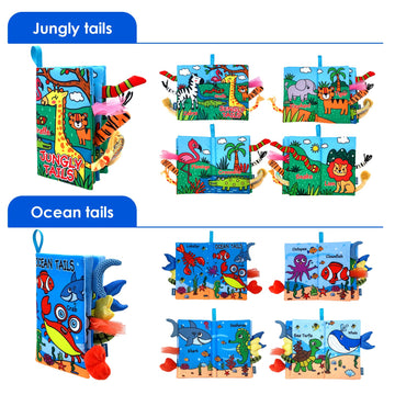 Wesote Baby Cloth Books 2Pcs High Contrast Sensory Crinkle Books For Babies Tummy Time Early Learning Infant Toys For 0-18 Month