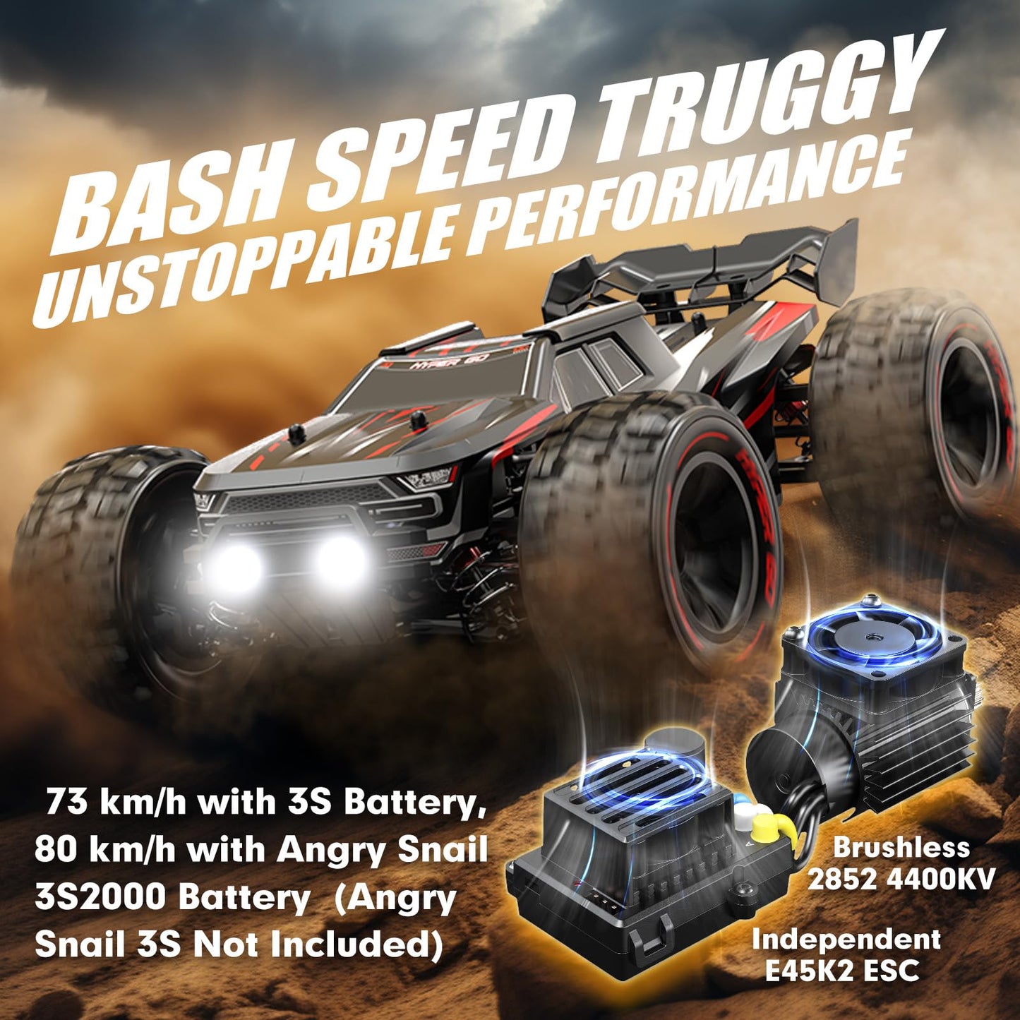 Hyper Go 14210 H14Bm V3 1/14 Brushless Rc Cars For Adults Fast 50 Mph, Rc Trucks 4X4 Offroad Waterproof, Electric Powered High S