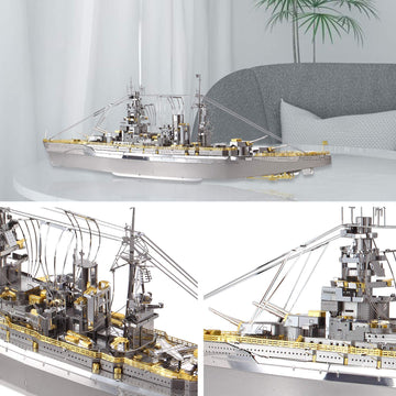 Piececool 3D Puzzle For Adults Metal Warship Models Kits, Nagato Class Battleship Toys Diy 3D Metal Military Model Building Kit Puzzle For Teens Boys, Great Gift For Dad Son