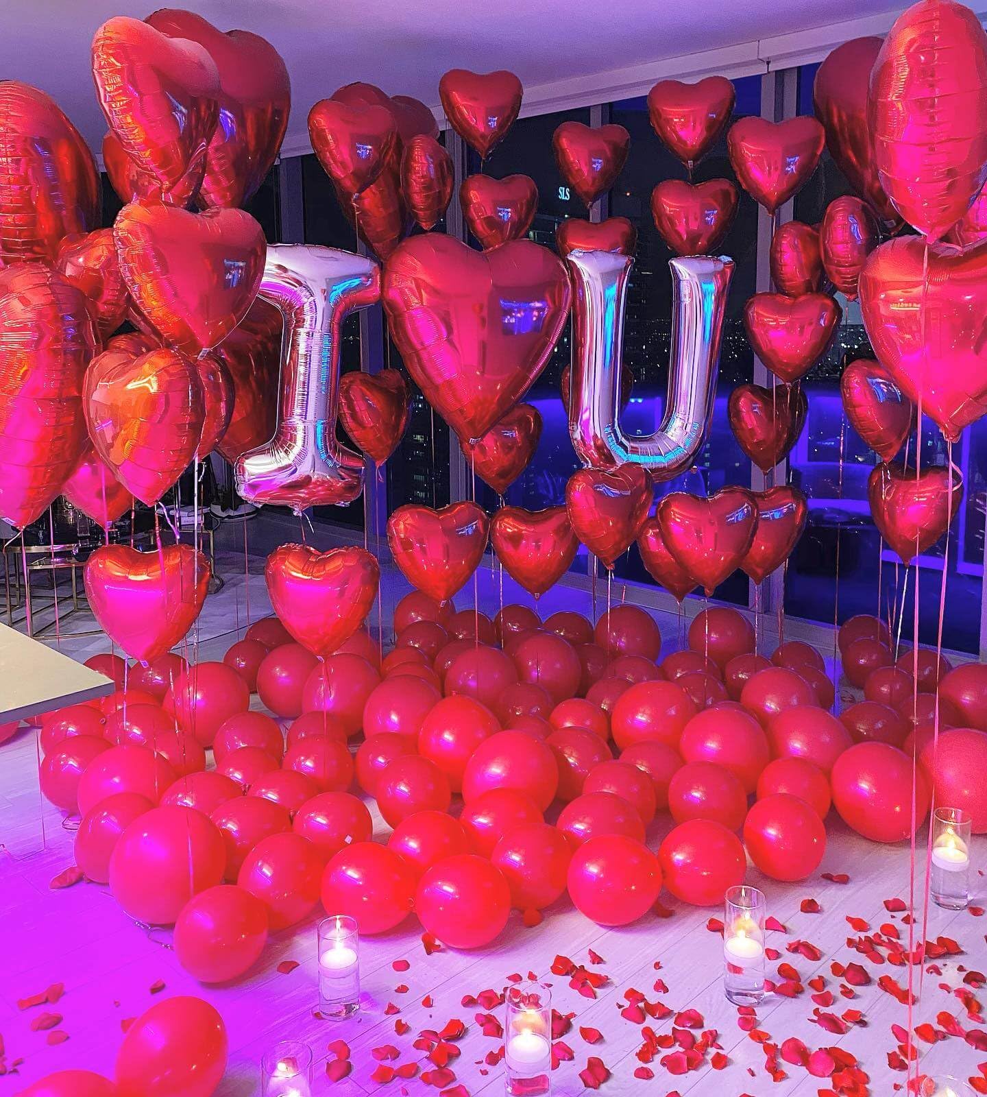 Red Heart Balloons Silver I Love You Balloons For Valentines Day Decorations Bridal Shower Wedding Party Supplies Decorations