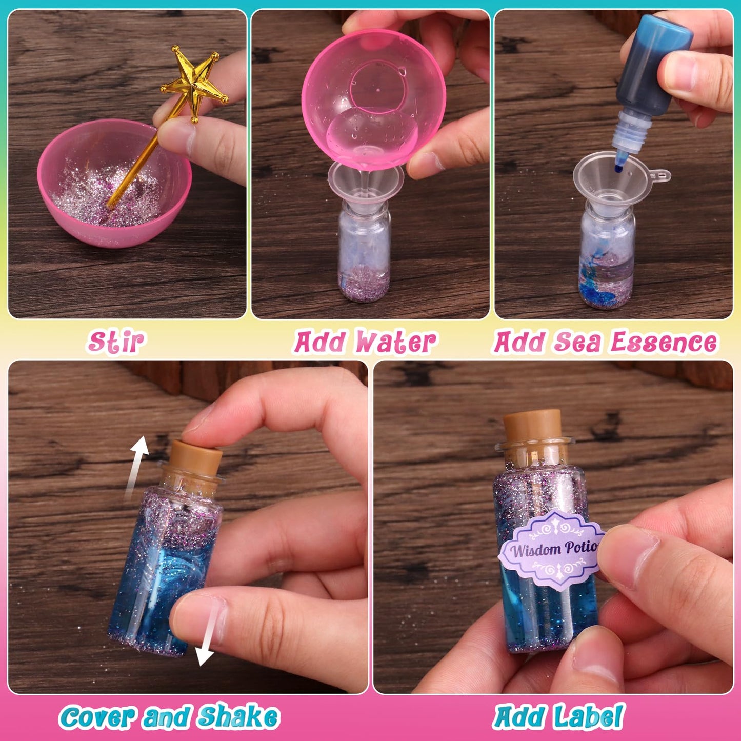 Wookidel Fairy Magic Craft Kit For Kids With 20Pcs Potion Bottles - Fairy Magical Potions Making Craft Kit - Gift For Christmas, Birthday, Creative Art Craft Kit For Girls Boys 6 7 8 9 10 Year Old