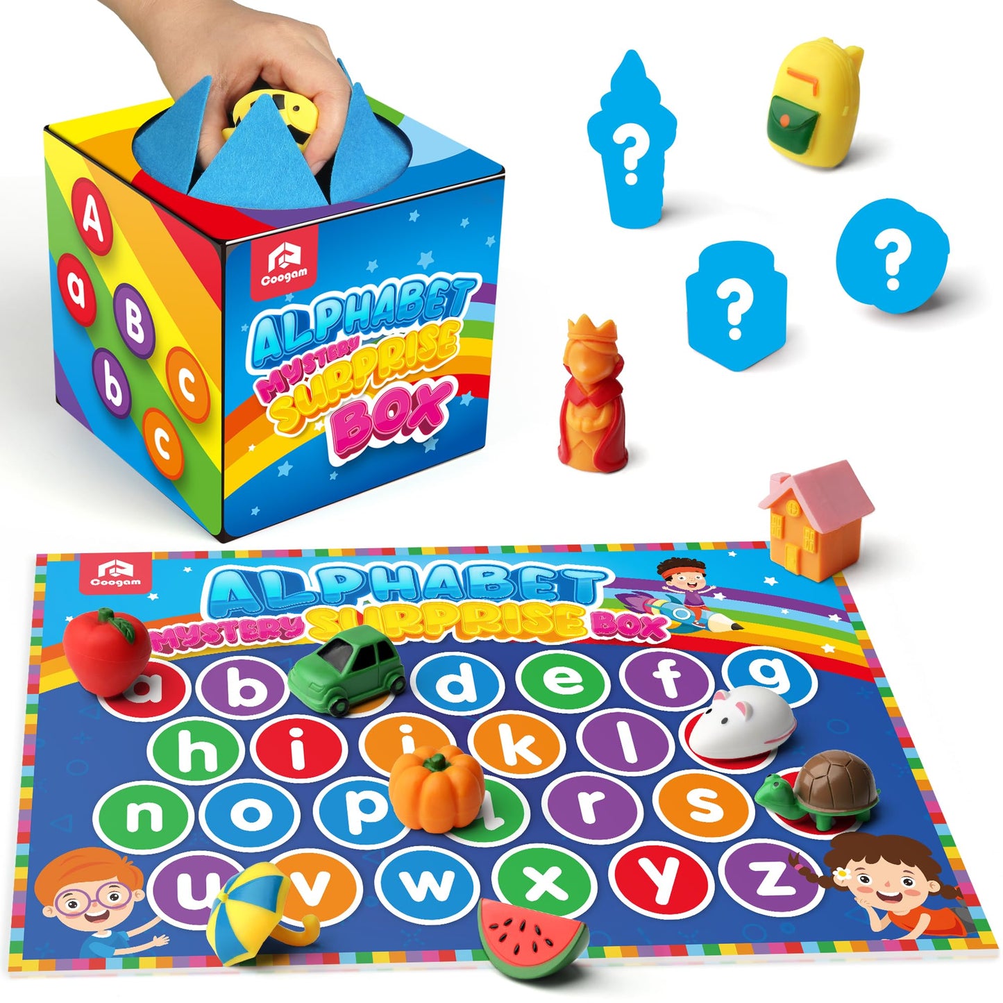 Coogam Mystery Surprise Box, Fine Motor Letter Matching And Sorting Game, 26Pcs Alphabet Educational Montessori Learning Toy Gift For Preschool Kindergarten 3 4 5 Year Old