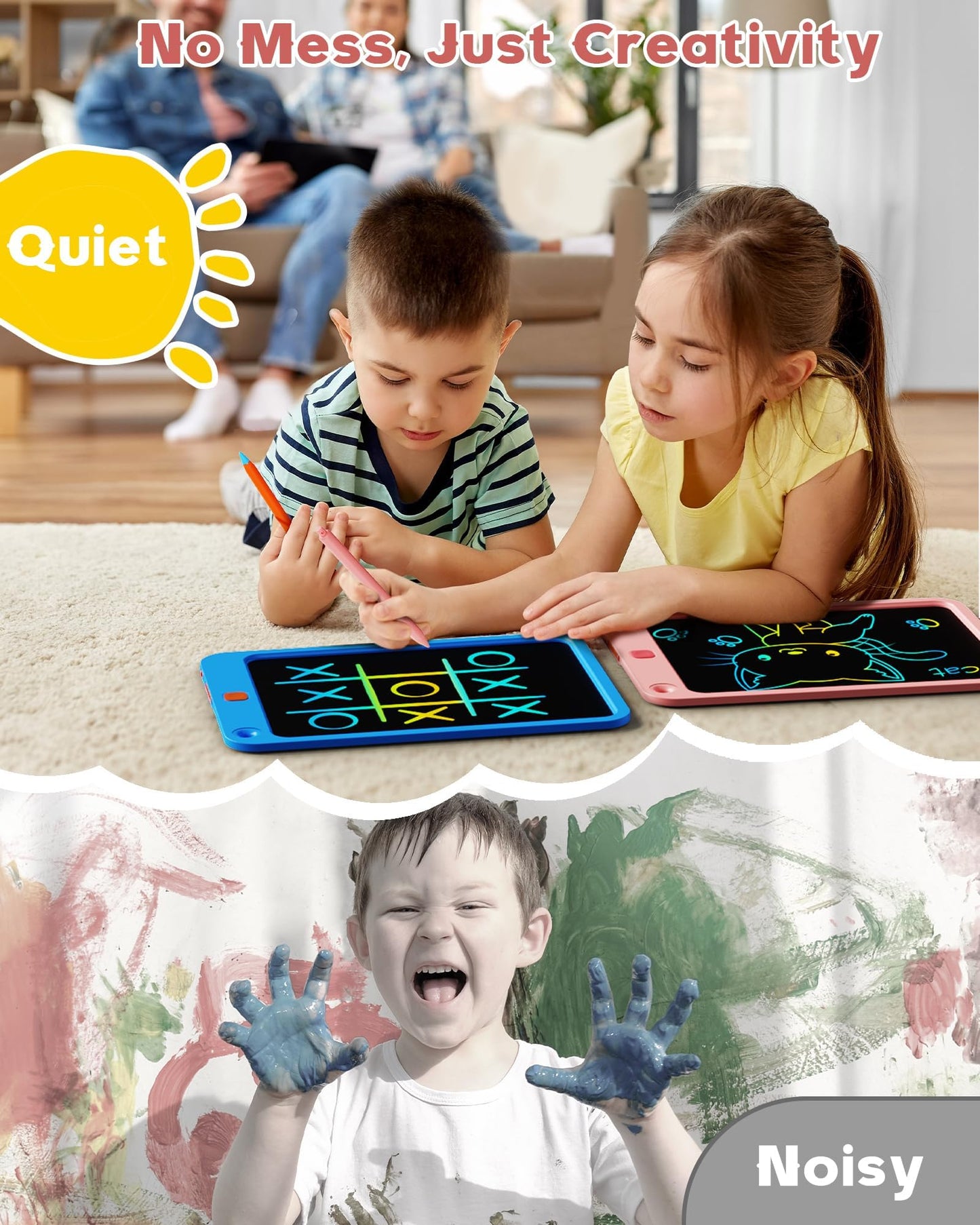 bravokids 10 Inch Drawing Tablet for Girls, Colorful LCD Writing Tablet for Kids, Erasable Drawing Pad for Toddler, Learning Pai