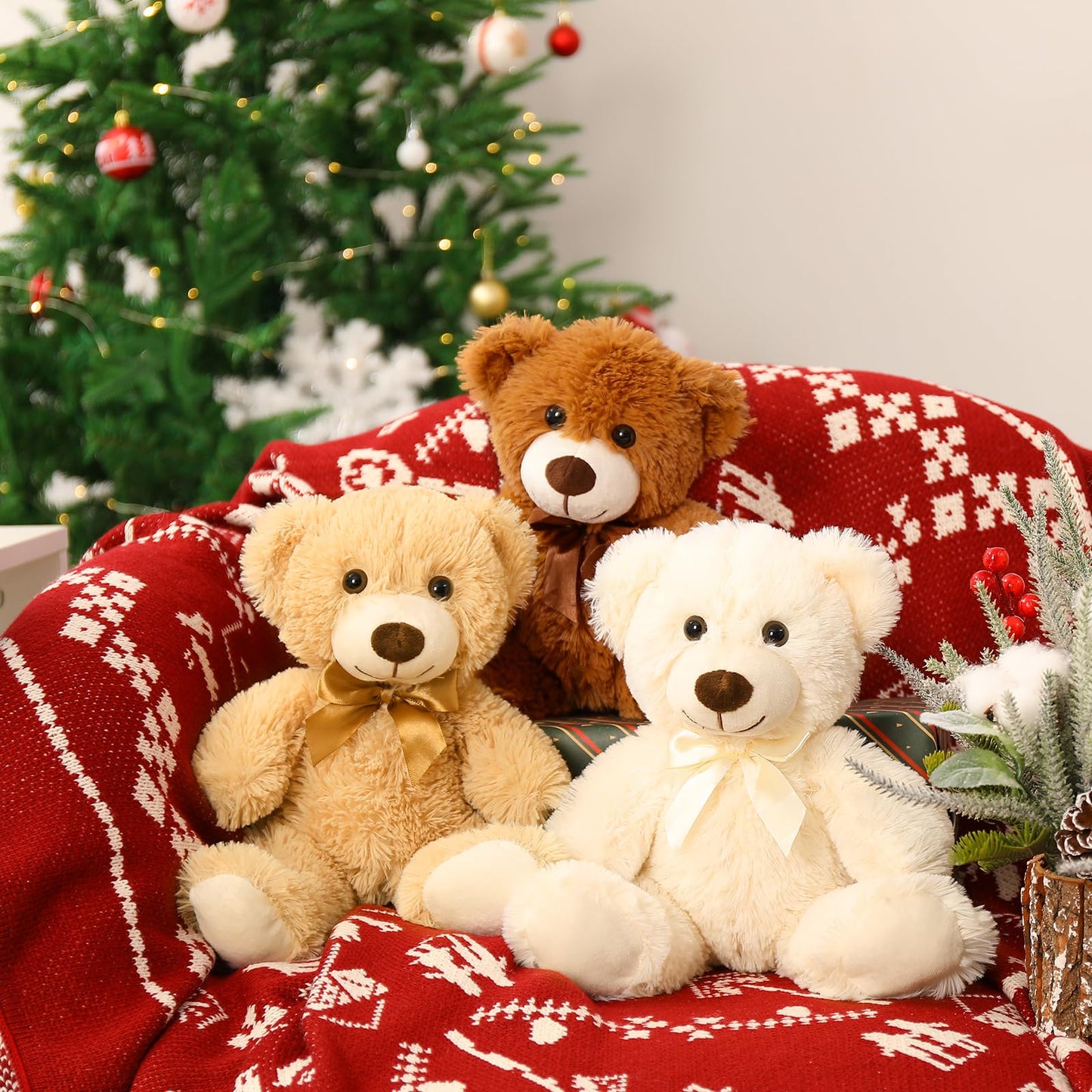 Morismos 8 Packs Bulk Teddy Bears Stuffed Animal, Small Teddy Bear Bulk Plush, Stuffed Bears Bundle For Girls Centerpiece Baby Shower, 13.5'