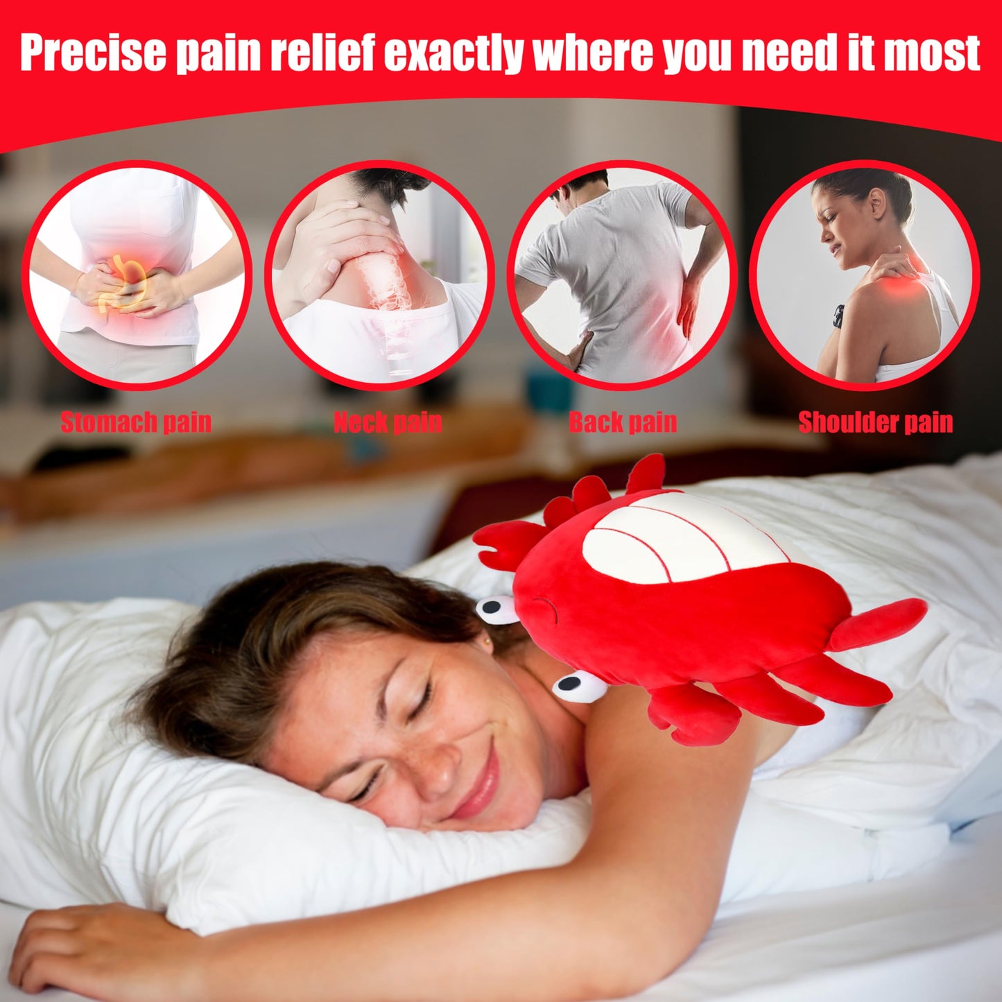 Microwavable Cute Crab Plush Heating Pad, Lavender-Scented Cozy Warm Stuffed Animal For Cramps & Pain Relief, Heated Plush Toy F