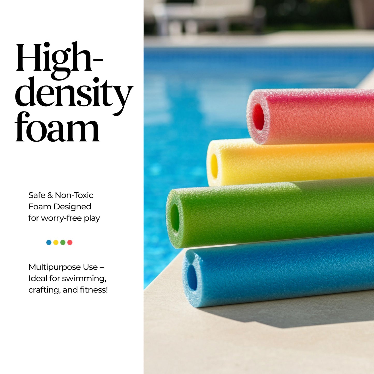 Play22 Pool Noodles Foam 40 Pack - Soft Large Rainbow Foam Noodle Tube, 4 Colors Bulk Swim Noodles, Multi-Purpose, Pool Toy, Flo