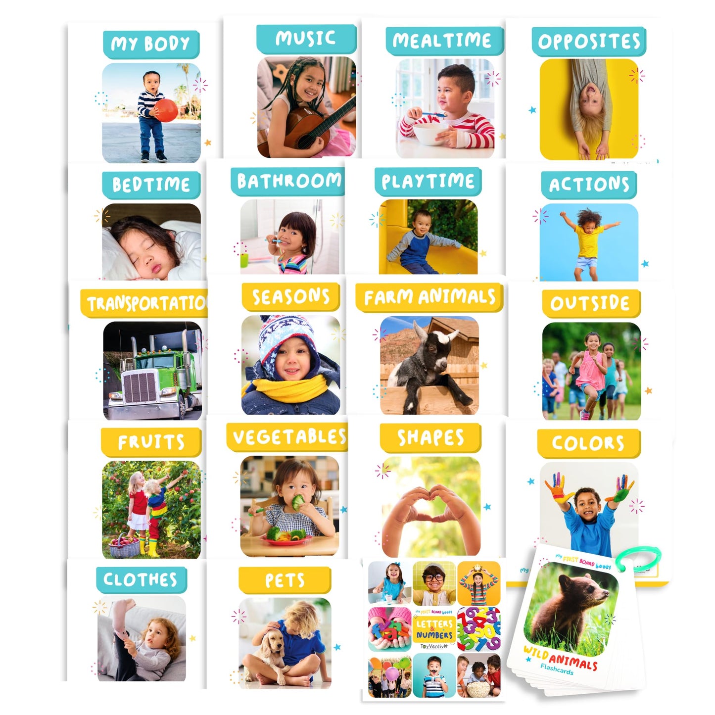 Toyventive Board Books For Toddlers 1-3, Montessori Toys For 1 Year Old Boy Birthday Gift, Toddler Board Books For 1-2 Year Olds