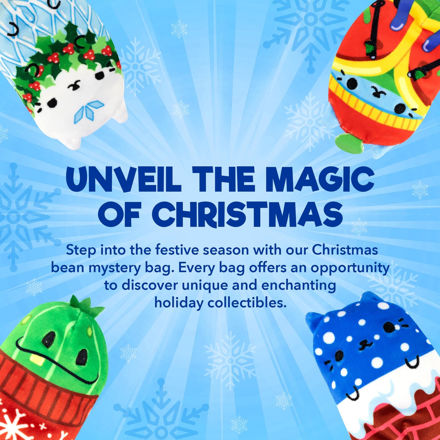 Cats Vs Pickles 6Pk Christmas Bean Mystery Bags | 4' Bean Filled Plushies | Stocking Stuffers | Blind Bags For Girls And For Boys | Surprise Bean Collectibles | Mystery Bag For Kids & Adults | 6-Pack